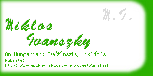 miklos ivanszky business card